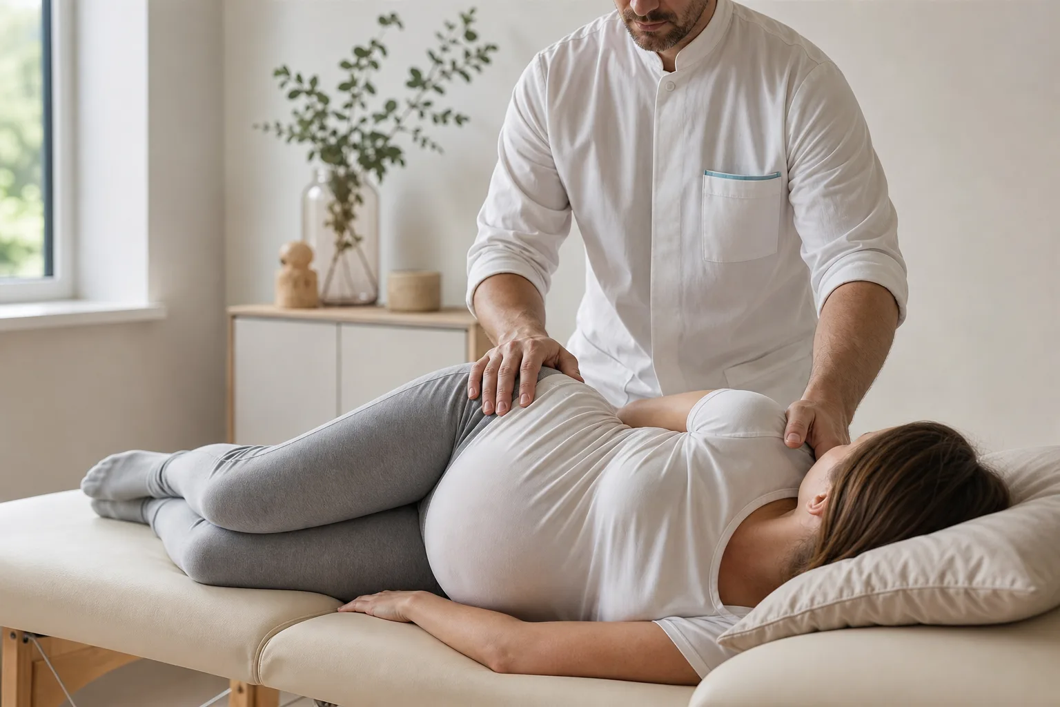 Osteopath Eduard Sergeyevich Pervushkin in the centre’s consulting room