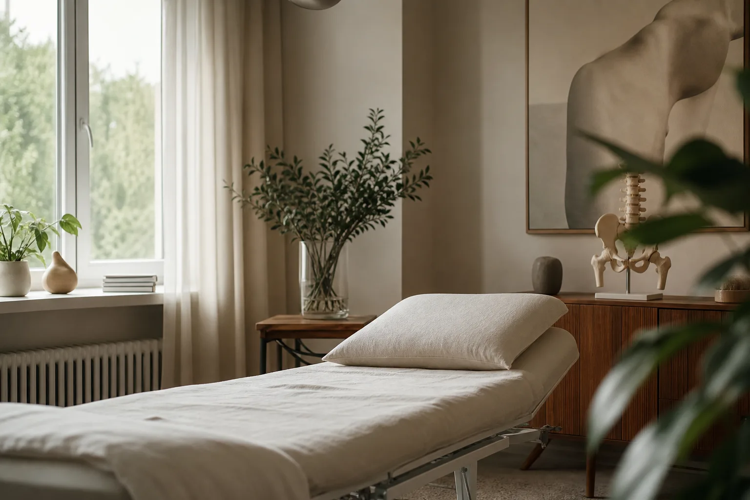Calm osteopathic consultation room for IVF preparation